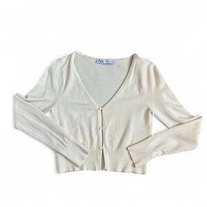 Zara Cream buttoned long sleeve